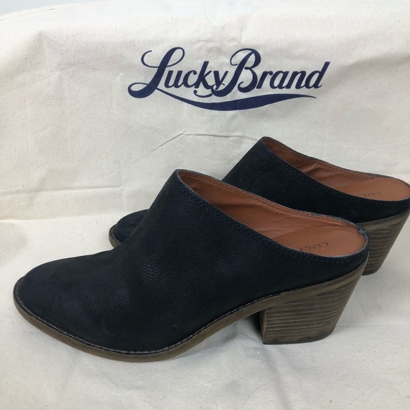 Lucky Brand Shoes - Lucky Brand Maikki Black Leather Heeled Mules